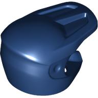 A glossy, dark blue plastic cover with a rounded shape and protruding ridges, featuring an opening on one side for customization or attachment to compatible Motorcycle Helmets for Minifigures in various colors and styles.