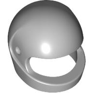 A 3D rendering of a sleek motorcycle helmet from the Motorcycle Helmets for Minifigures collection, available in various colors and styles. This full-faced design features a glossy silver finish and customizable elements with a large open front area, combining style and protection.