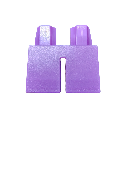 This LEGO 6029933 piece showcases short medium lavender legs with two top peg connectors, resembling block building toy components. Ideal for enriching your minifigure collection, it pops brilliantly against a white background.