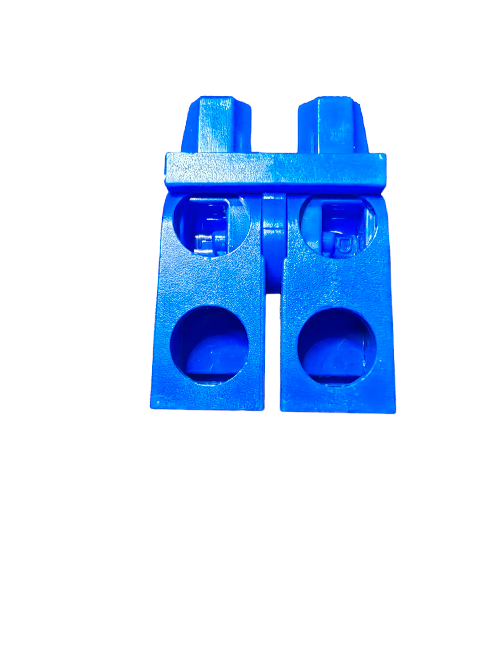 The LEGO 4583501 Minifigure Legs, Blue - UB1049, feature two high-quality blue legs with circular sockets resembling a minifigures lower half, set against a white background.