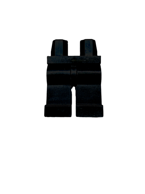 The LEGO 9339 Minifigure Legs in black (UB1178) are crafted from high-quality plastic to resemble small legs with rounded feet and square outlines. They feature two cylindrical connectors for stacking, making them an ideal addition to any set.