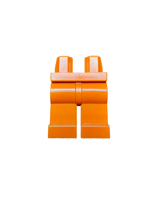 The LEGO 6172566 Minifigure Legs in Dark Orange, UB1172, stand out against a white background, epitomizing the classic blocky design of LEGO minifigure legs. These vibrant pants are ideal for interchangeable builds, bringing a playful twist to any collection.