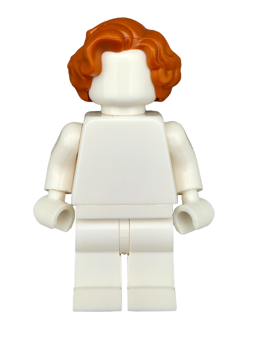 Minifigure Wig Ginger Hair Medium and Wavy with Side Parting BrickBlocks