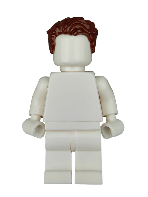 This unique LEGO figurine, featuring the Wig, Brown Hair Swept Left to the Side with Slight Peak and Short Sideburns (LEGO 6267760), lacks facial features or clothing details, making it a standout piece in any miniature figure collection.