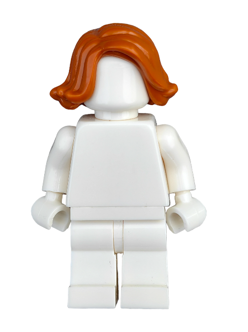 The LEGO 6115306 Wig features ginger hair in a short swept sideways style on a plain white minifigure, which has no facial features and a simple, minimalistic design.