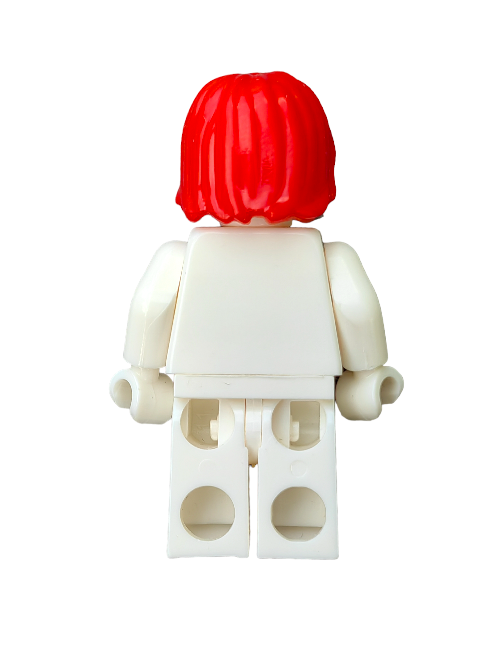 The LEGO 6400377 features a red-haired minifigure wig with medium length and a middle parting, depicted from the back on an all-white figure with white arms and legs against a plain white background.