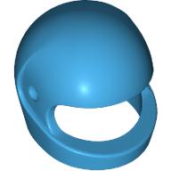 A 3D-rendered image of a blue miniature motorcycle helmet for minifigures, featuring a smooth, rounded shape and an open front design. Its glossy surface beautifully reflects light. Part of the Motorcycle Helmets for Minifigures collection in various colors and styles.