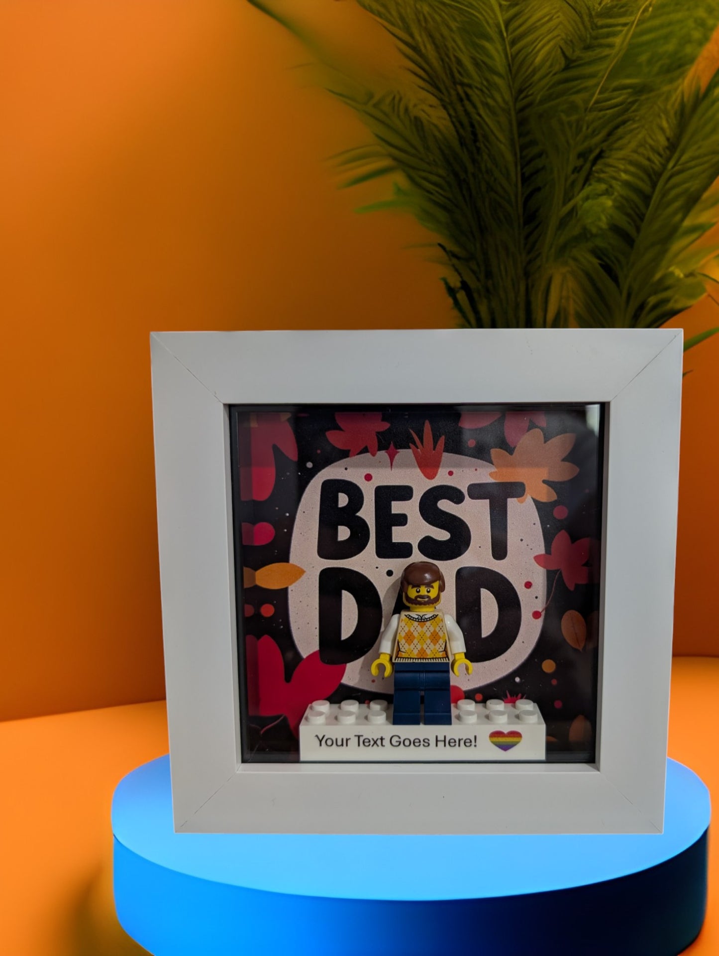 Fathers Day Personalised Framed Gift Set Made With LEGO Parts. Single Figure