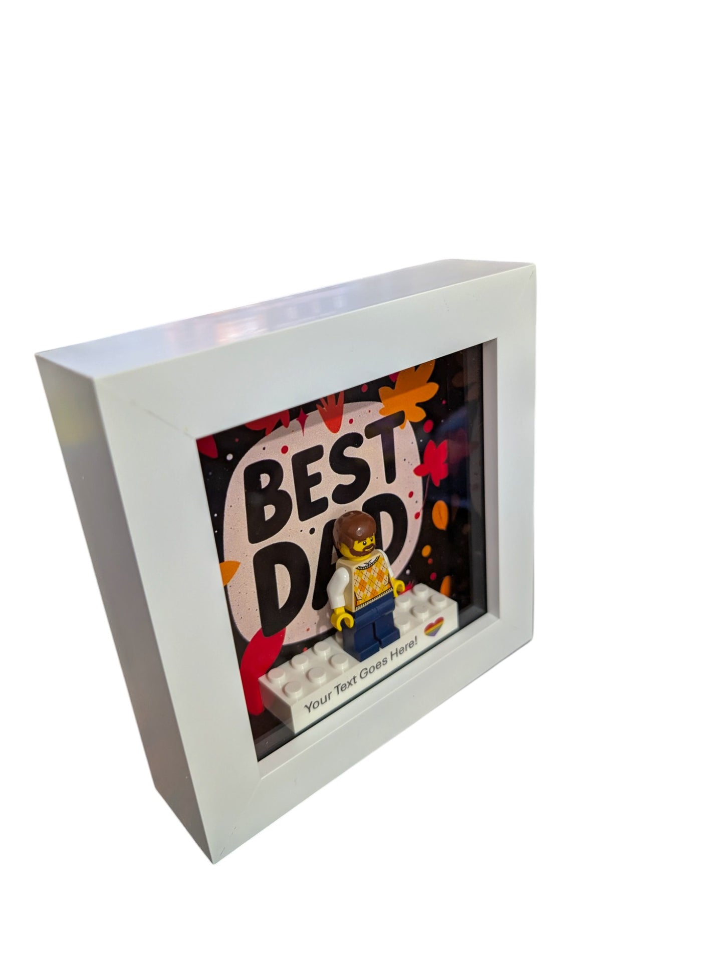 Fathers Day Personalised Framed Gift Set Made With LEGO Parts. Single Figure