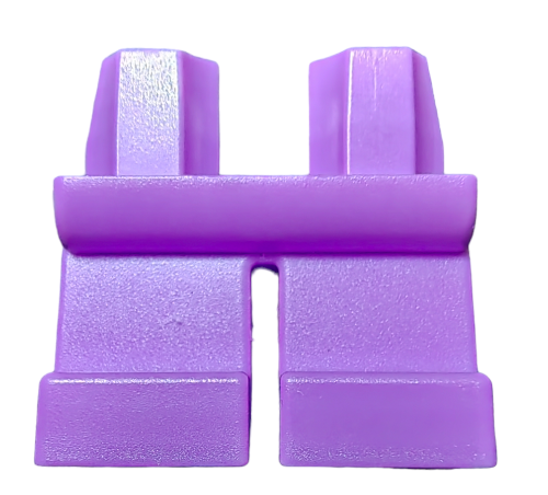 Purple plastic SHORT LEGS designed to resemble construction block accessories, featuring a flat top and two distinct rectangular sections.