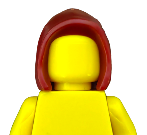 A minifigure wearing a LEGO 6395607 reddish-brown hoodie and a blank face is ready for an adventure.