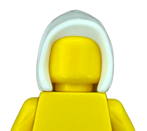 The LEGO 6395608 features a yellow minifigure with a plain face wearing a white hoodie, all on a pristine white background.