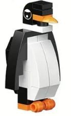 The 12 Brick Block Forest Animals set features a delightful design including a penguin figurine made with black, white, and orange bricks, capturing forest charm. It has a black head, eyes, white belly, and orange beak and feet—ideal for playful building adventures.