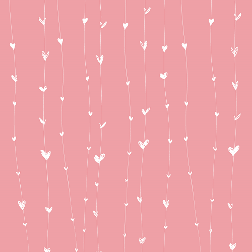 The LOVE BACKGROUNDS features a pink backdrop adorned with vertical lines of small white heart-shaped leaves, creating a delicate and whimsical pattern.