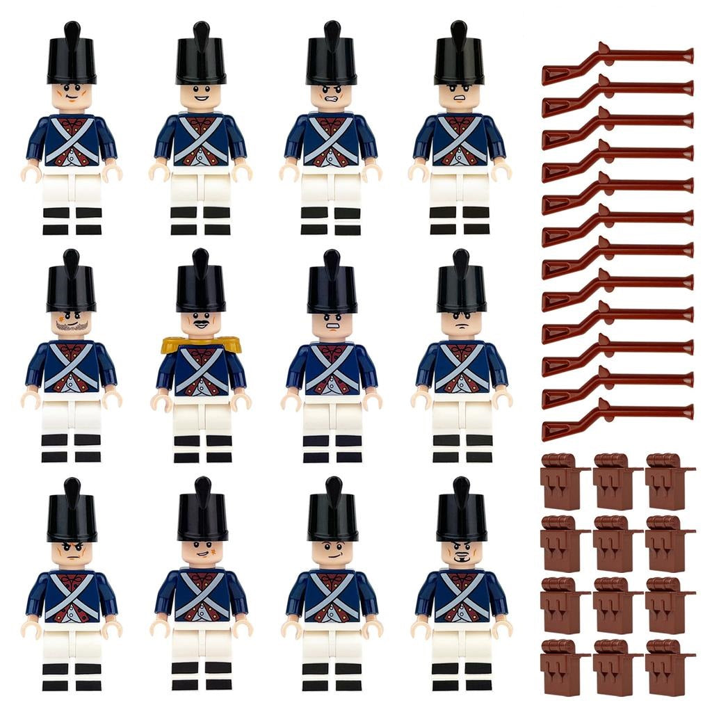 European Napoleonic Wars Soldiers Small Infantry Figure Action Figure Children's Building Blocks UK - 12 Soldiers and accessories in each set.