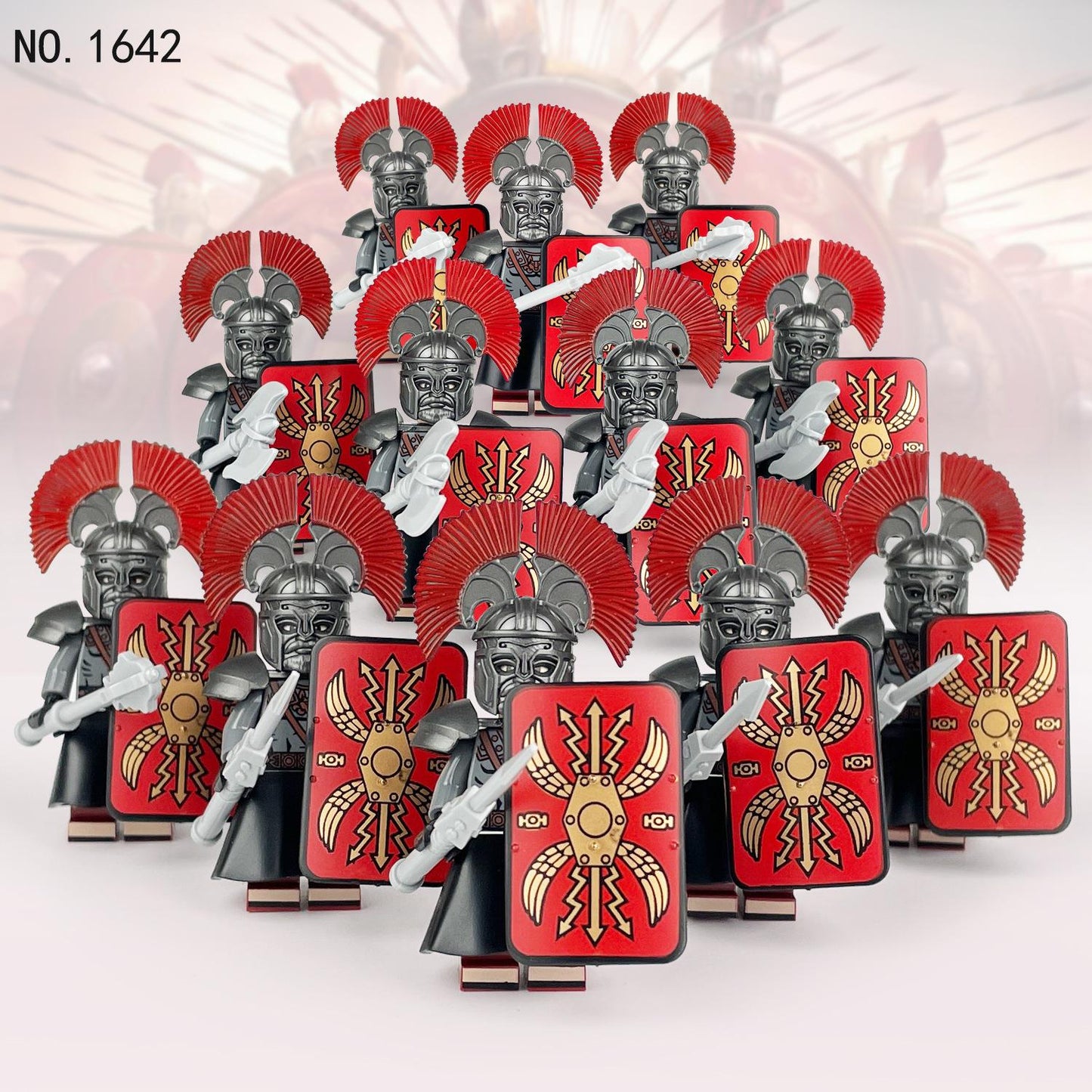 12 Piece Minifigure Roman Soldiers with red shields Christmas Stocking filler Gift