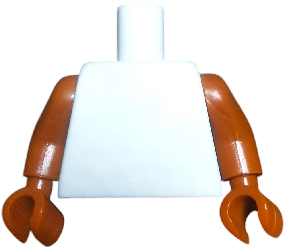 Minifigure Keyring Torsos feature a white body with brown arms that end in C-shaped hands.