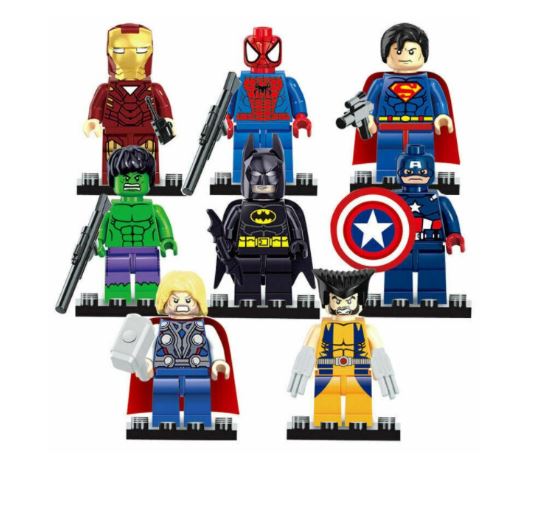 8Pcs Marvel Avengers Super Hero Comic Mini Figures Dc Minifigure Gift Fits