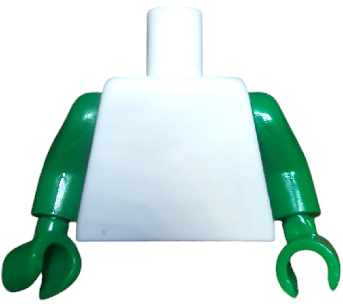 A white Minifigure Keyring Torso featuring green arms and claw hands, without a head or legs, set against a white background.