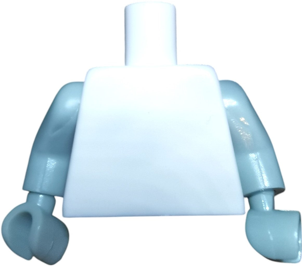 Minifigure Keyring Torsos feature a white shirt with light blue sleeves and matching arms, showcased on a plain white background.