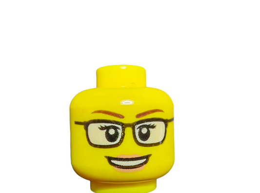 LEGO Head, Glasses with a smile, Brown eye brows - UB1004