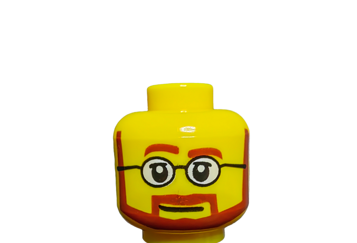 LEGO Head, Glasses and happy smile. Ginger / Reddish beard. - UB1012
