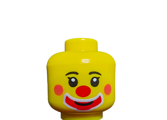 LEGO Head, Minifigure clown face, Red painted clowns face. - UB1493