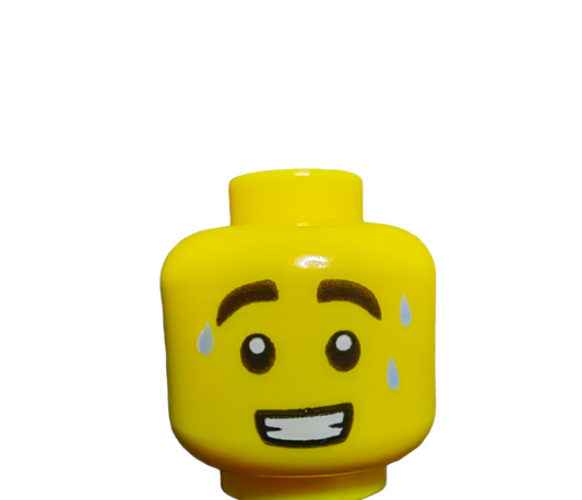 LEGO Head, Black Thick Eyebrows, Sweat Drops - UB1069