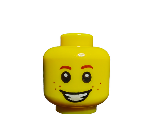 LEGO Head, Dual Faced Head. A Smile One Side and a Worried Face Expression - UB1489