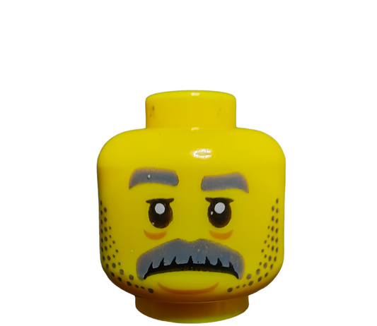LEGO Head, Grey Eyebrows, Moustache, Stubble - UB1045