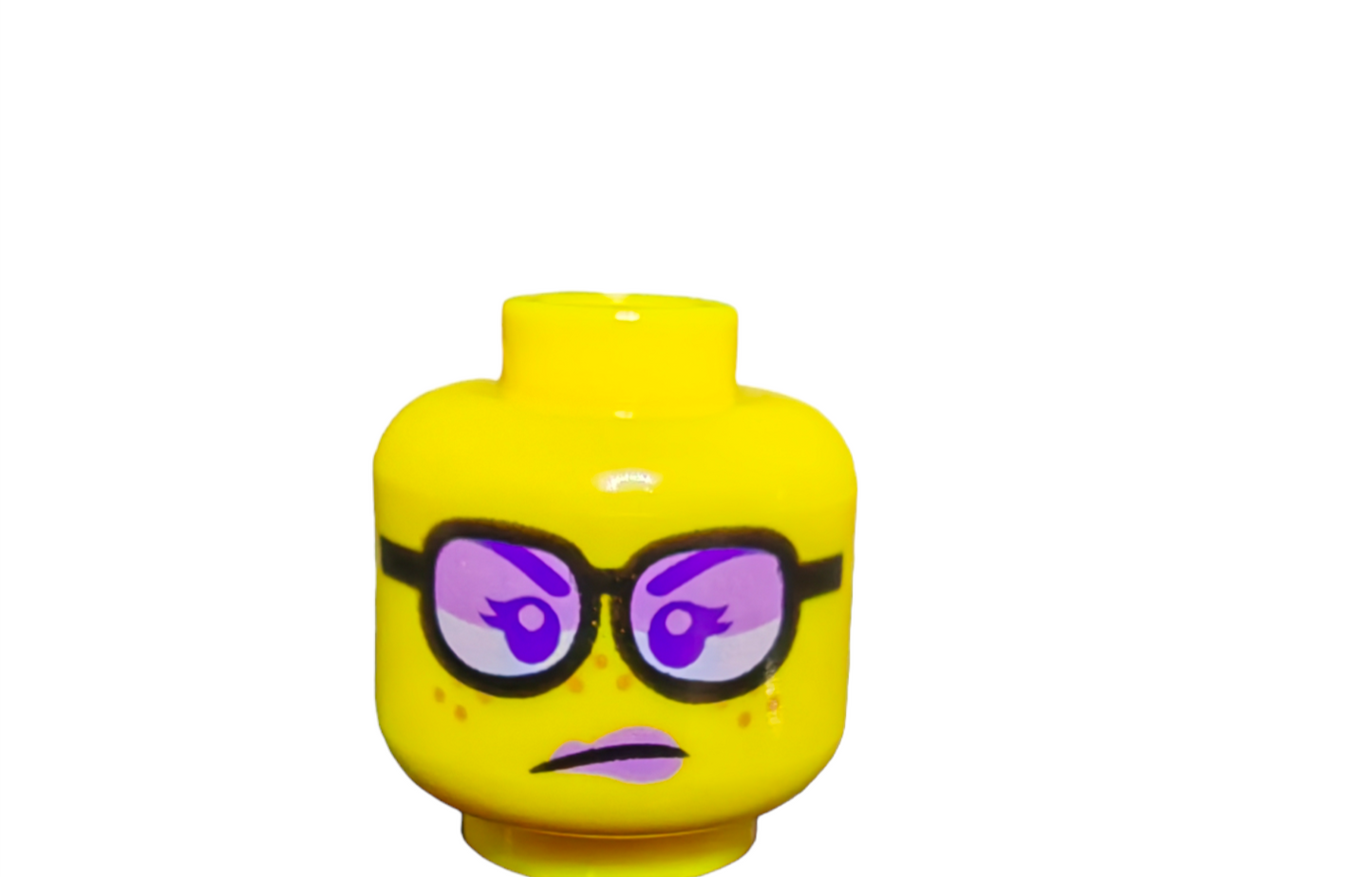 LEGO Head, Dual Sided Female Lavender Lips, Black Eyebrows, Freckles - UB1394