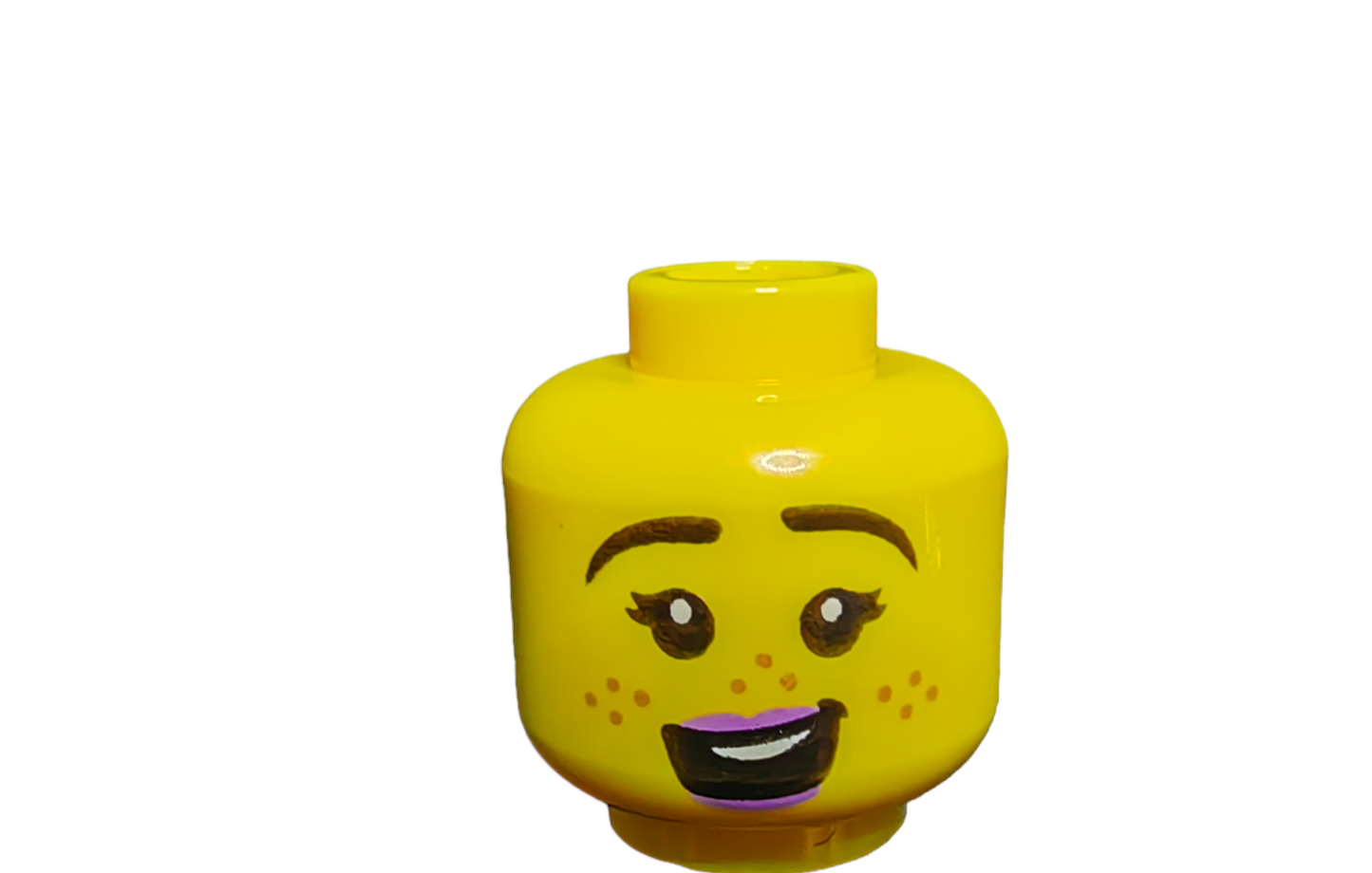 LEGO Head, Dual Sided Female Lavender Lips, Black Eyebrows, Freckles - UB1394
