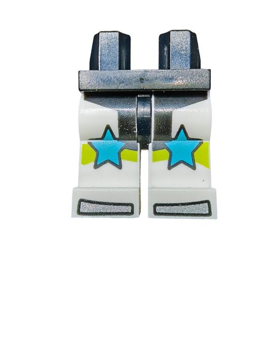 Minifigure Legs, White and Black with Blue Stars - UB1471