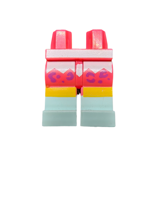 Minifigure Legs,  Light Aqua with Boots and  Lavender Rosettes - UB1475