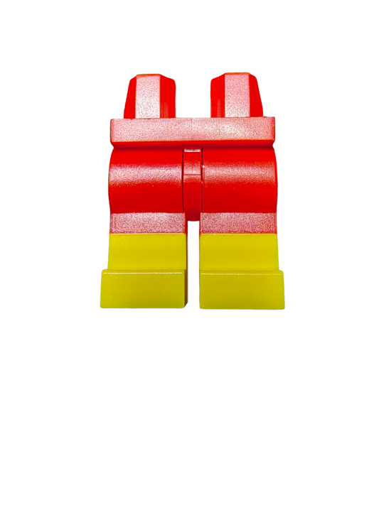 Minifigure Legs, Red with Yellow Boots - UB1427