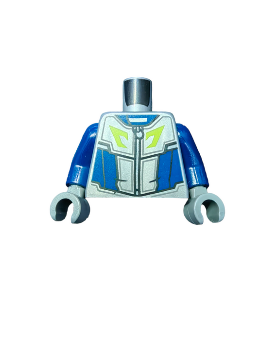 LEGO Torso, Racing Suit, Dark Blue ,Silver And Lime Logo Pattern - UB1456