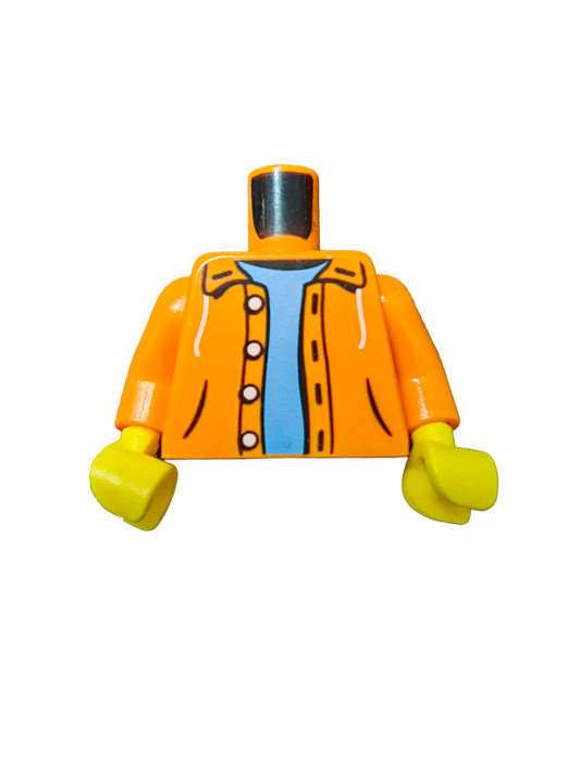 LEGO Torso, Orange Jacket with Hood and a Light Blue Top - UB1460