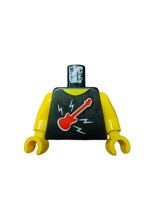 LEGO PRELOVED Minifigure Torso, Black Top with Red Guitar, Lightning Bolts and 'TOUR' on the Back - UB1136