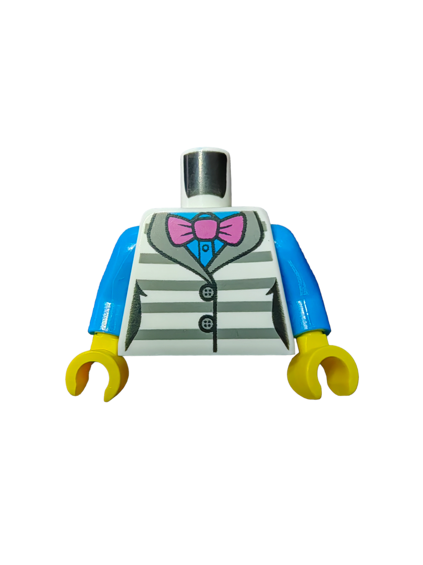 LEGO Torso, Jacket with Gray Prison Stripes over Azure Shirt, Pink Bow Tie - UB1120
