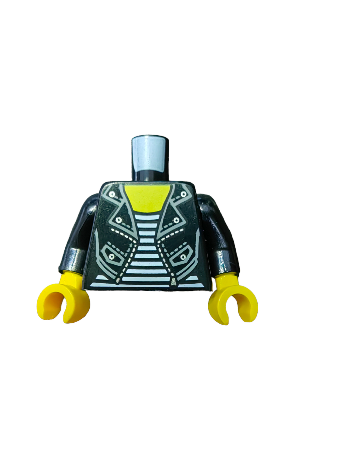 LEGO Torso, Leather Jacket with Silver Studs and Zip with a White Striped Shirt - UB1142