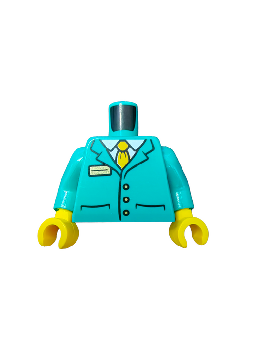 LEGO Torso, Suit Jacket with  Buttons and Shirt, Orange Tie, and Gold Badge - UB1117