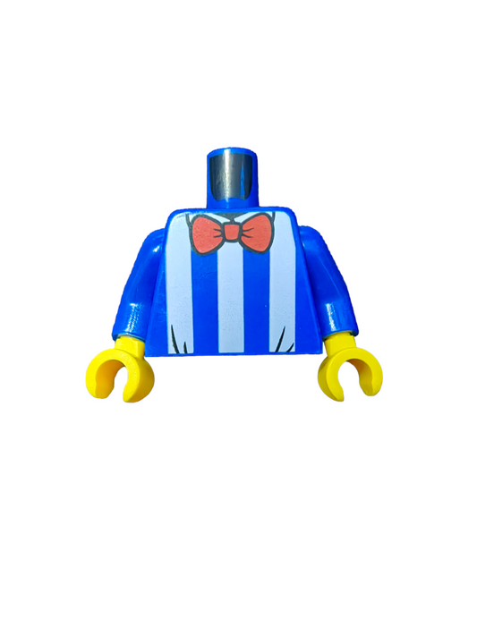 LEGO Torso, Blue Shirt with White Vertical Stripes, with a Red Bow Tie - UB1082