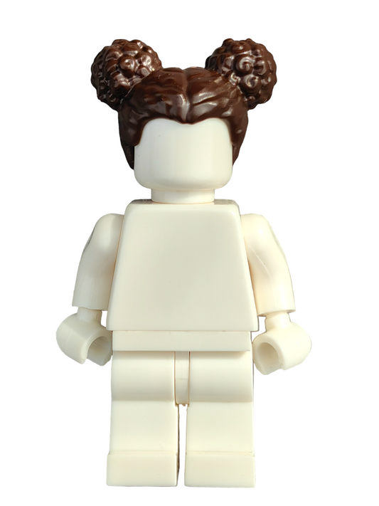 LEGO Wig, Brown Hair with a Center Parting and Two Buns on Top - UB1218