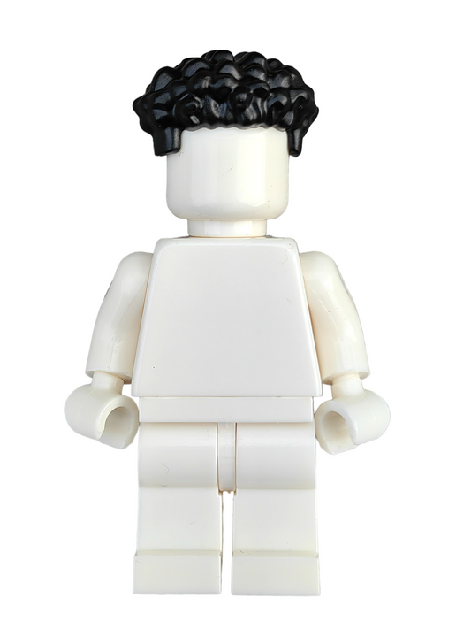 LEGO Wig,  Black Hair , Coiled with Straight Sides - UB1330