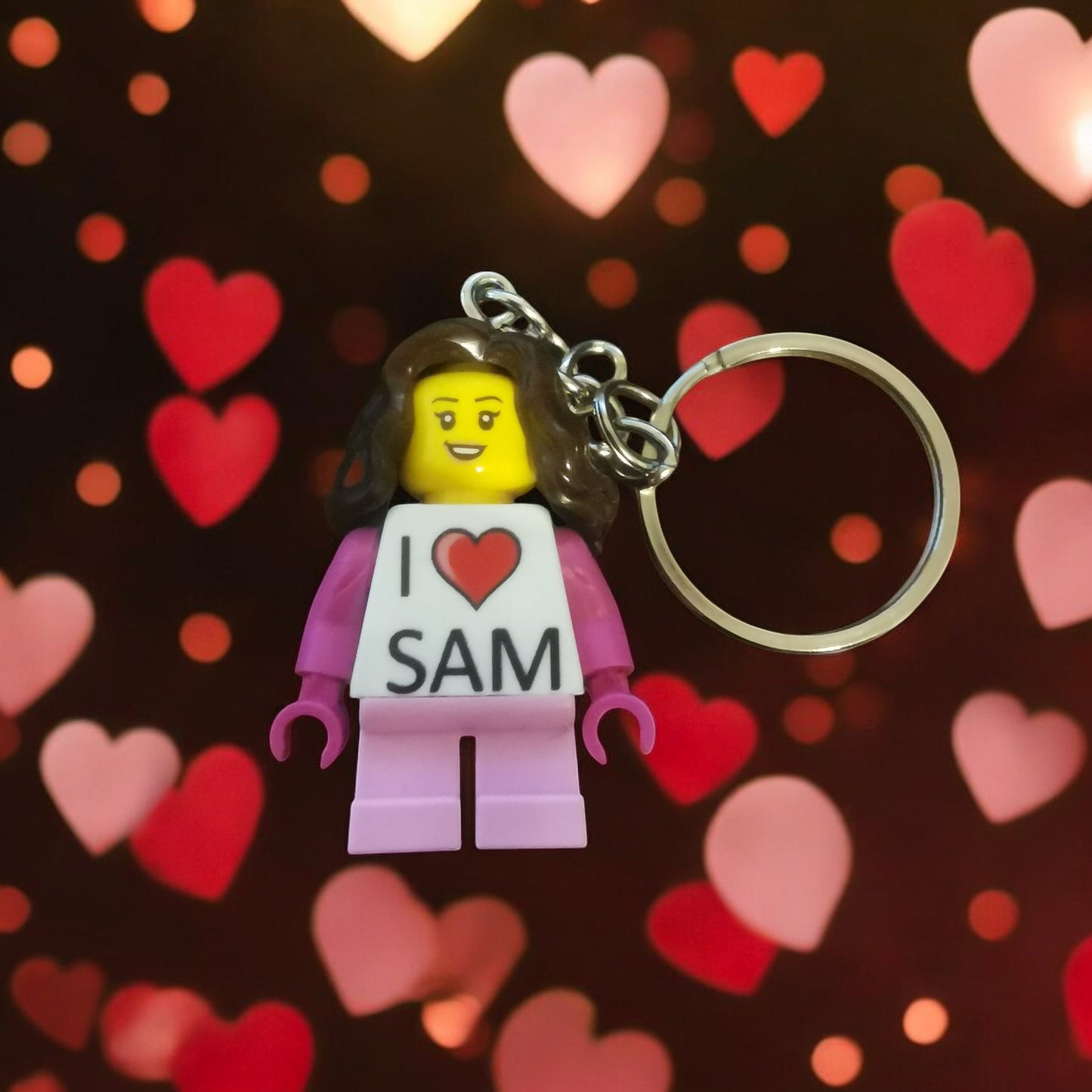 Valentines Personalised Keyring Minifigures for a couple.