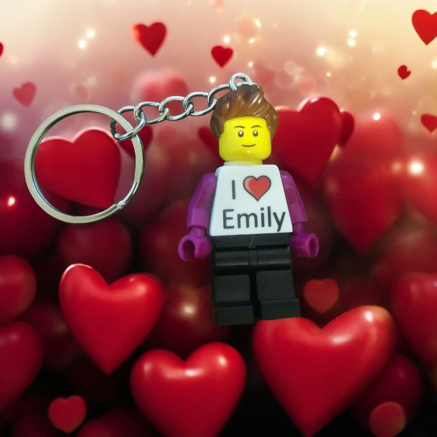 Valentines Personalised Keyring Minifigures for a couple.