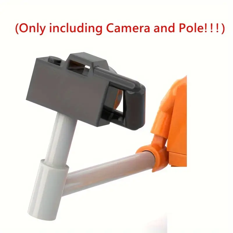 LEGO Camera Set with Selfie Stick for Building Block Figures, DIY Scene Accessories, Durable ABS Material,