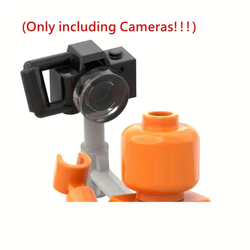 LEGO Camera Set with Selfie Stick for Building Block Figures, DIY Scene Accessories, Durable ABS Material,