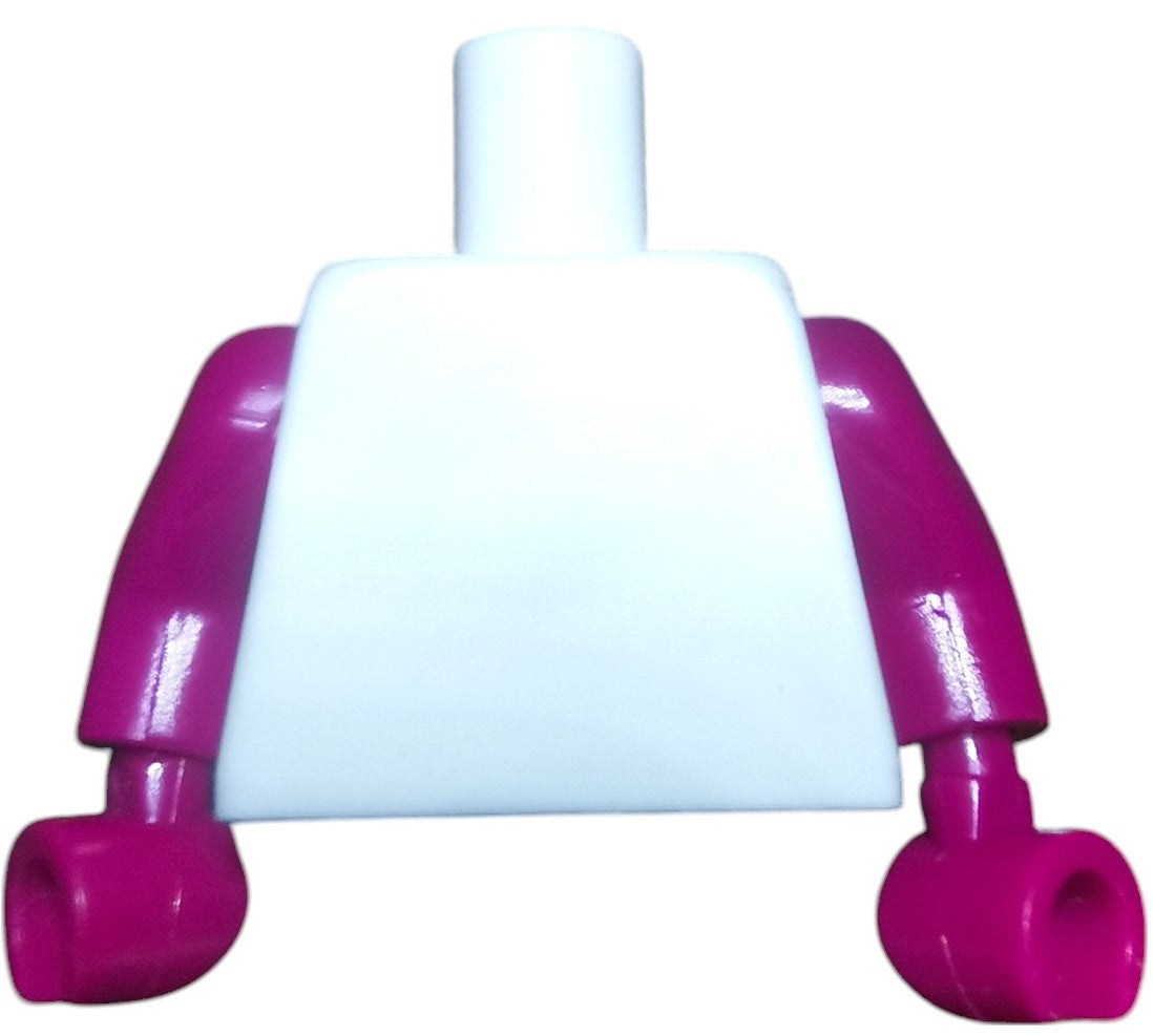 A Minifigure Keyring Torsos piece featuring a white plastic torso with bright pink arms, likely part of a construction set.