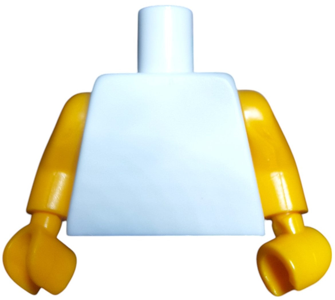 Minifigure Keyring Torsos with yellow arms and hands, showcasing a plain white torso, no head attached.